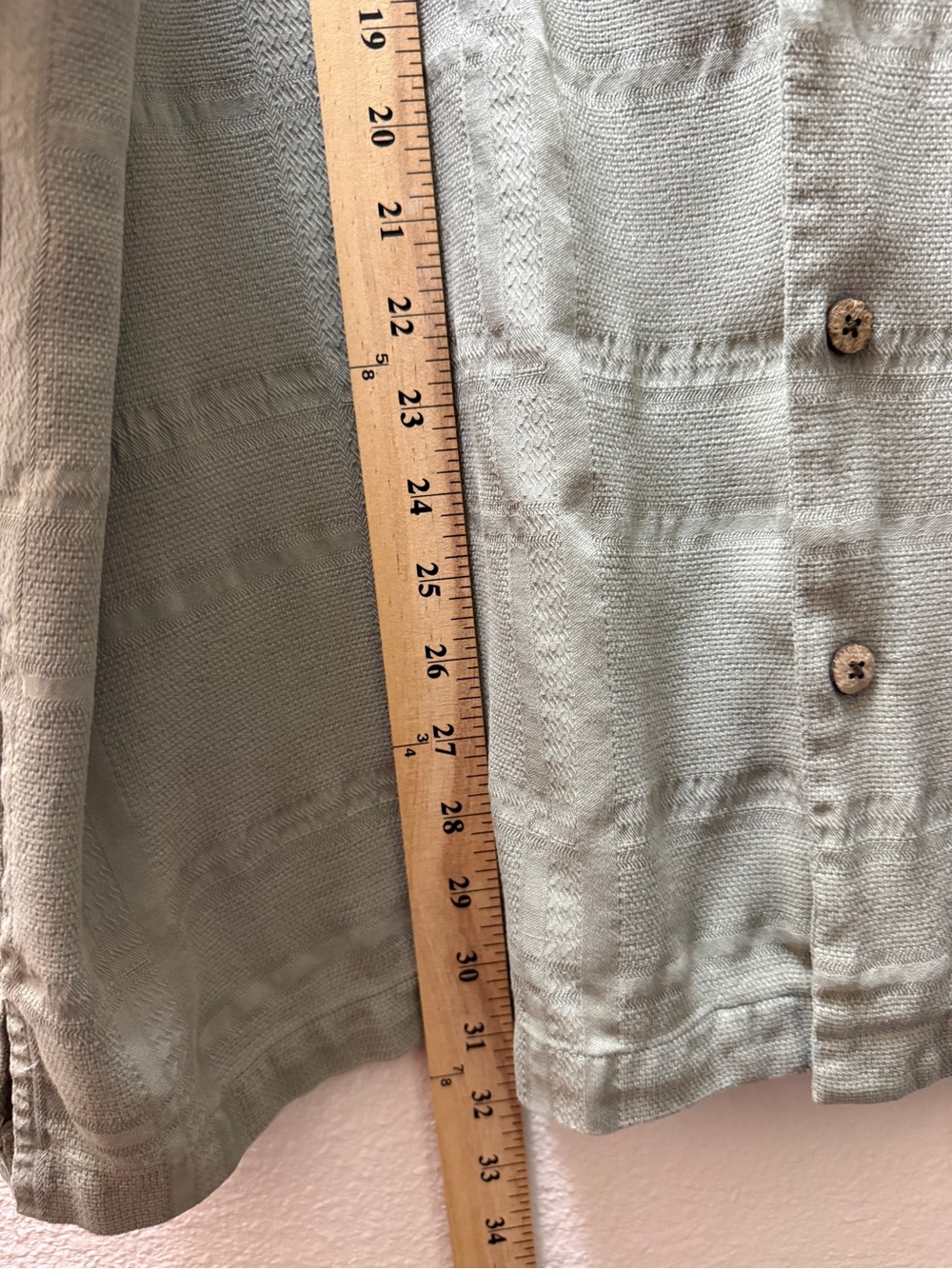Vintage Joseph & Feiss 100% Silk Shirt 2X Sage Green Textured Short Sleeve - Picture 7 of 9